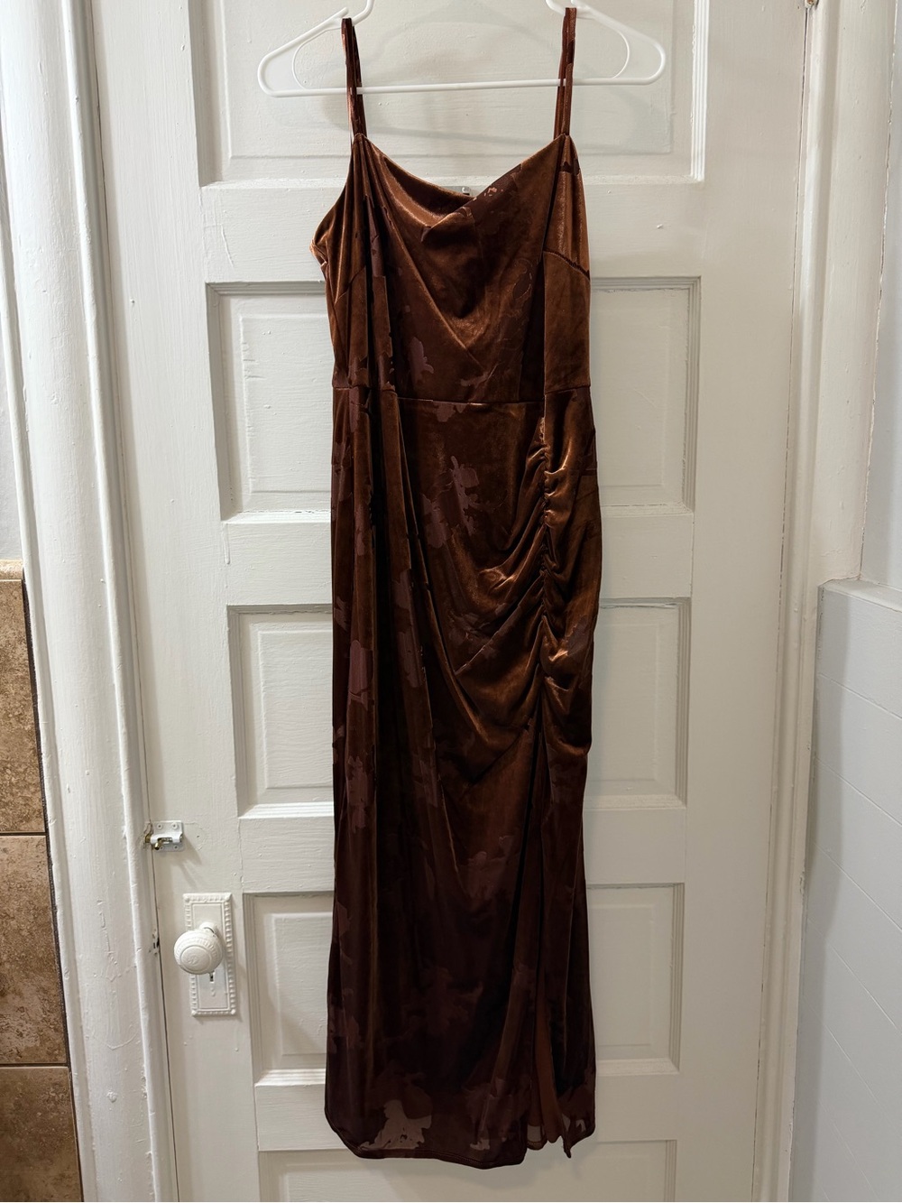 Taylor Chocolate Brown Velvet Slip Dress
